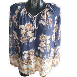 Liverpool Los Angeles Floral Paisley Print Boho Chic Blouse S
